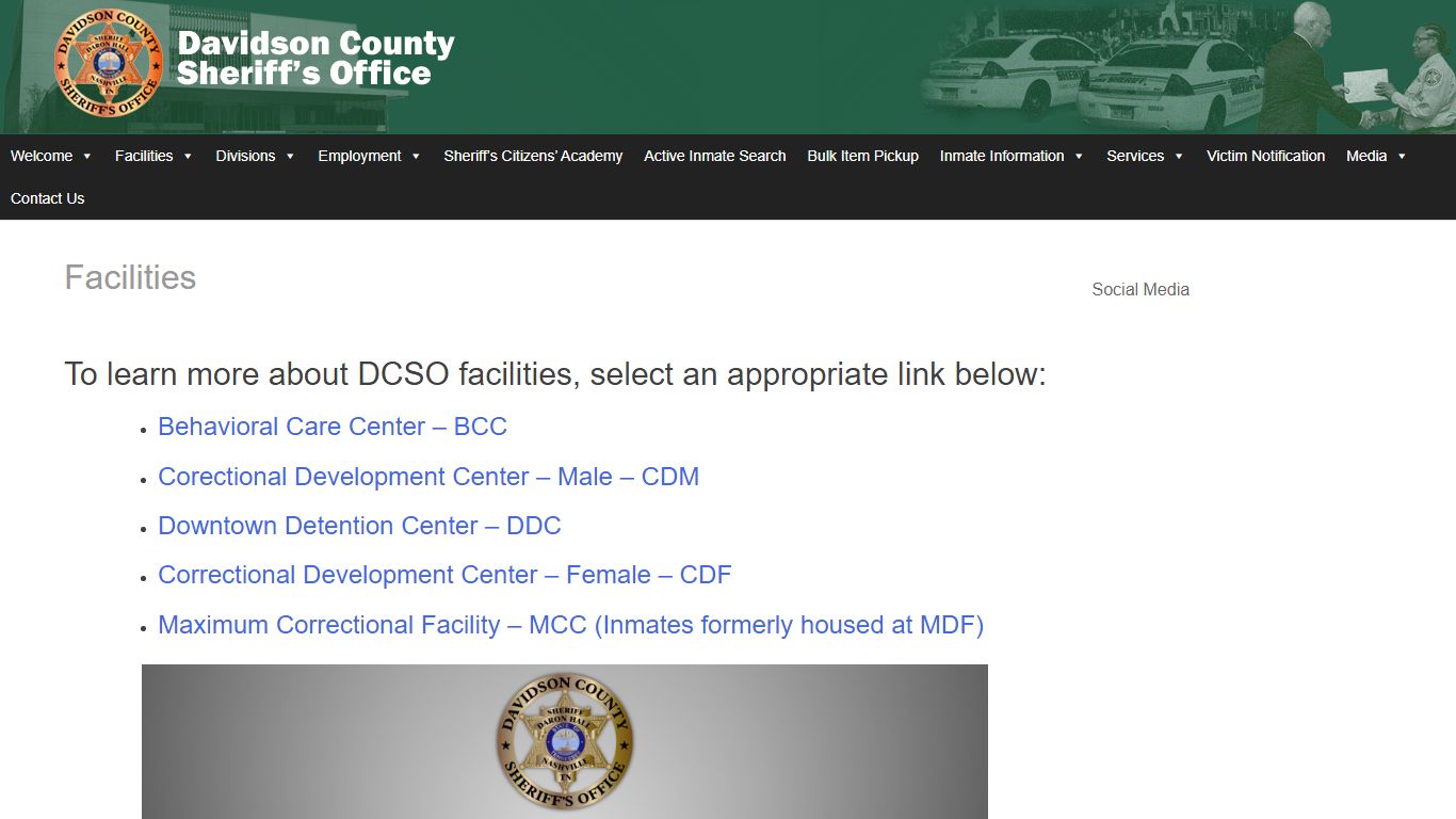 Facilities – Davidson County Sheriff – Nashville Tennessee